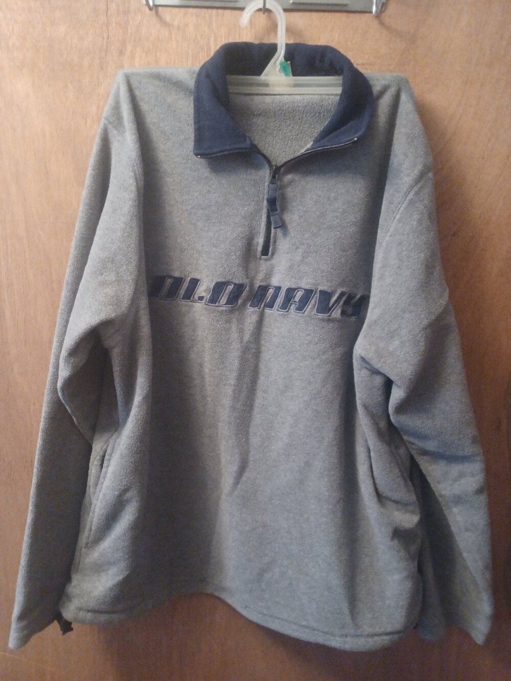 Vtg Old Navy Men's 1/4 Zip Spellout Pullover Fleece Sweater Jacket